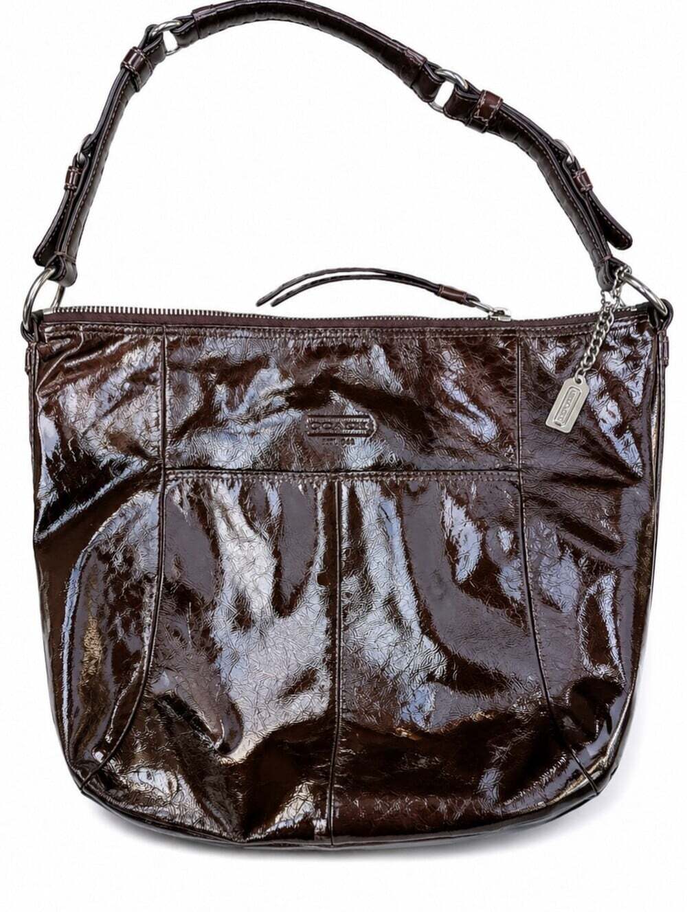 Coach Soho hobo bag in espresso brown crinkled patent leather